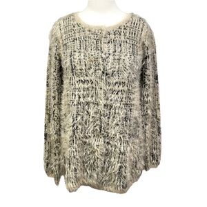 Black Rivet fuzzy Black & Tan Cardigan Sweater